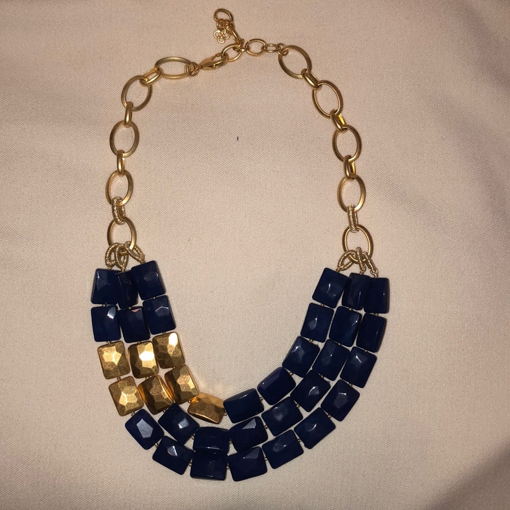 Gold and navy blue Stella & Dot necklace